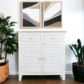 Kraft Bazaar Madrid Sideboard (S) White with Distressed Edges 80x35x80Cm